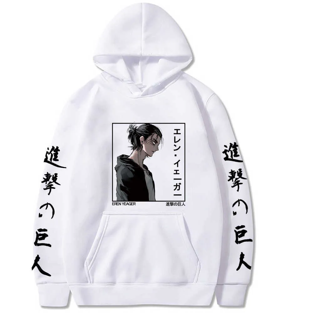 Moletom com capuz Anime Eren Yeager Casual Attack on Titan Moletom Masculino Feminino H0818