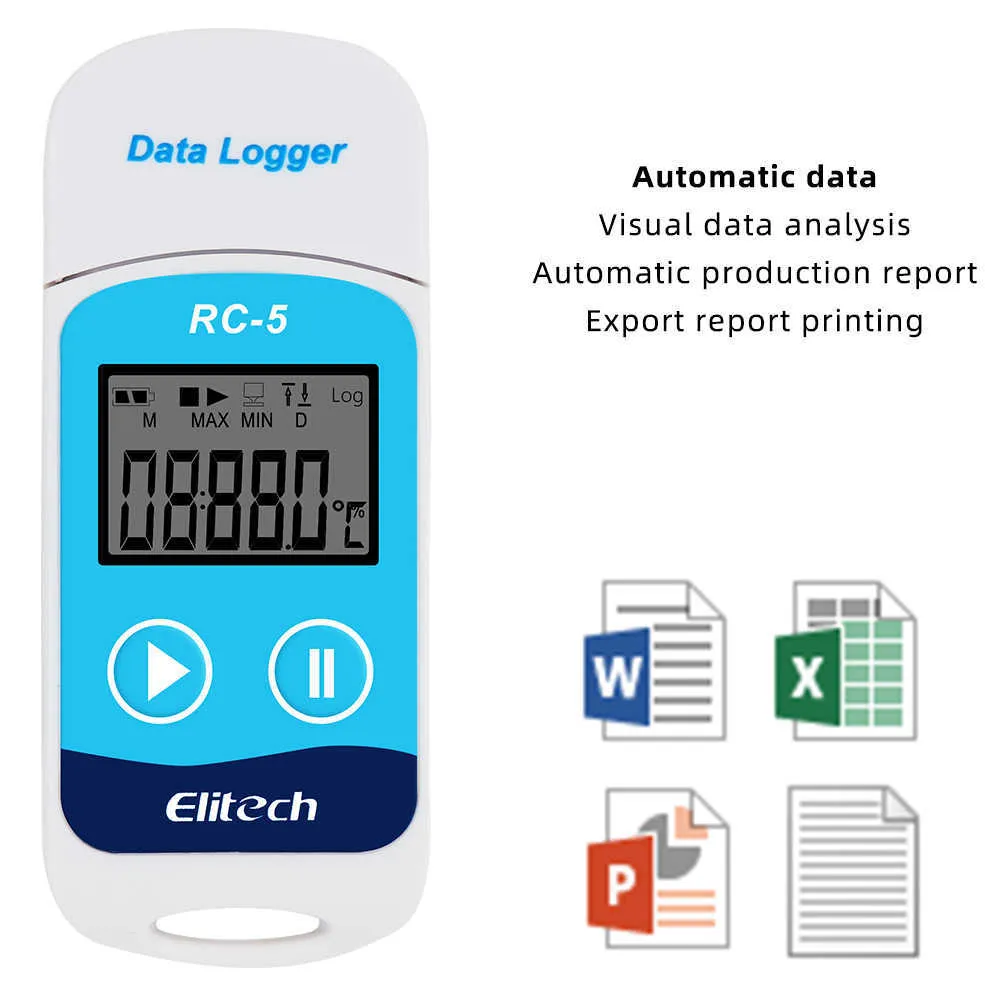 RC-5+ PDF-Temperaturdatenlogger RC-5 USB-Datenlogger Datenlogger-Recorder-Upgrade für Kühl- und Kühlkettentransportlabore 210719