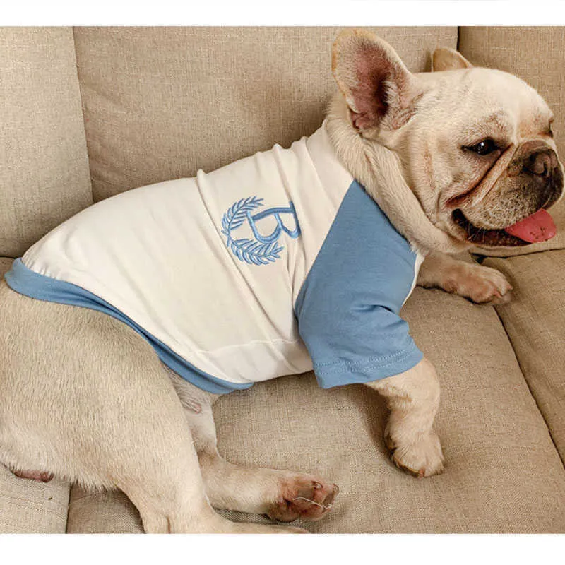 Patchwork Pet Dog Shirt Puppy Outfit Printemps Été Vêtements pour chiens Vêtements assortis pour chiens Bouledogue français Ropa Perro Manteau pour animaux de compagnie 211007