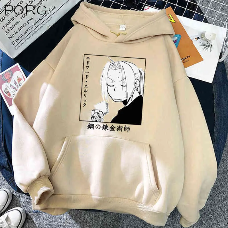 Harajuku Hoodie Japanese Anime Fullmetal Alchemist Graphic Funny Clothes For Men Women Teens H1227