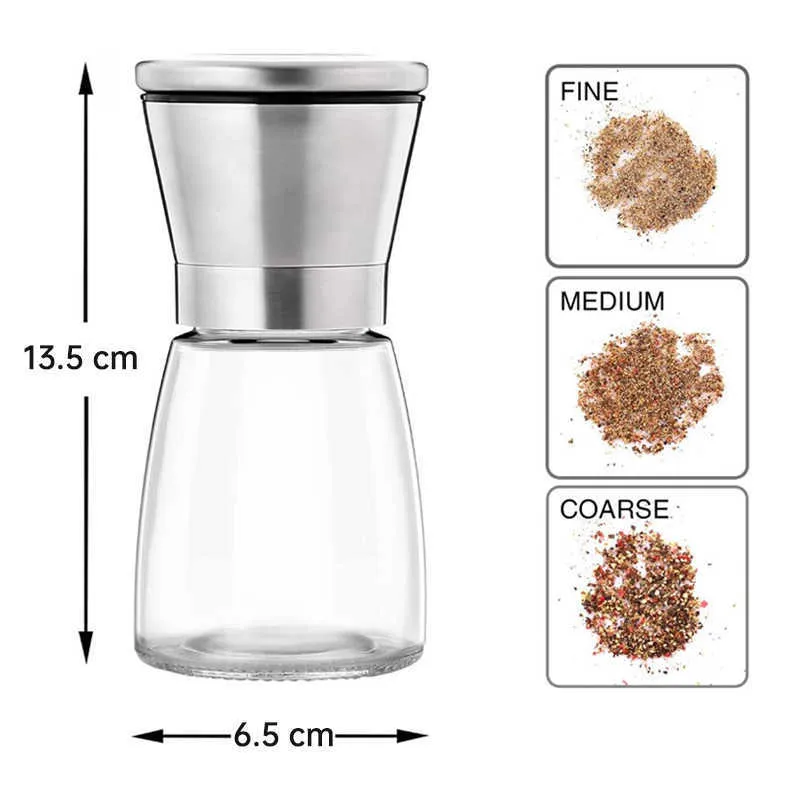 Pepper Grinder or Salt Shaker for Professional Chef Spice Mill with Brushed Stainless Steel Ceramic Blades and Adjustable 210611