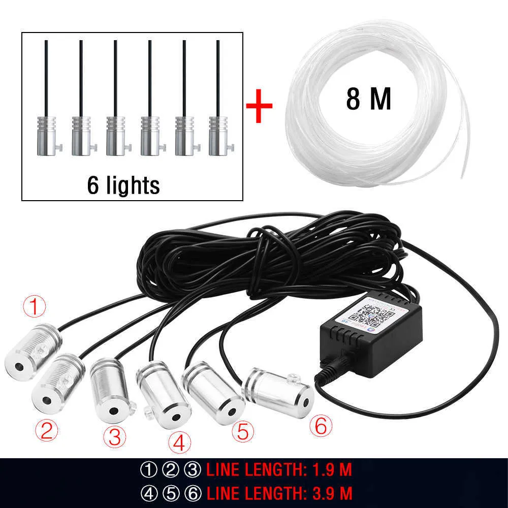 1 garnitur 4/5/6 w 1 aplikacja samochodowa Kontrola Bluetooth Elastyczna LED Strip Lights DIY Refit Auto Wnętrze Atmosfera Dekoracji RGB 5050 12V