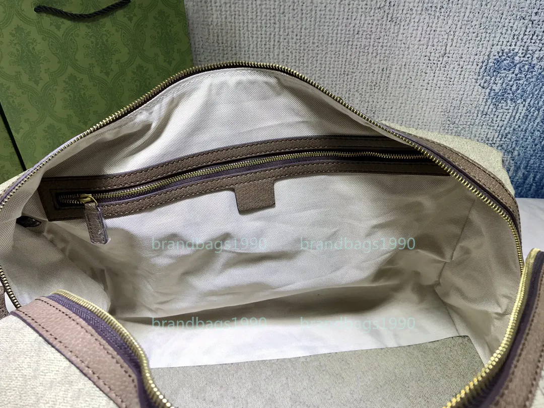 44 cmクラシック女性旅行バッグファッション男性を旅行する本革のトリム荷物ダッフルバッグキャンバスハンドバッグ290o