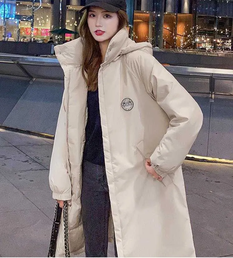 Veste matelassée en duvet de style coréen pour femme, section mi-longue à longue, veste d'hiver rembourrée, design sense niche 211007