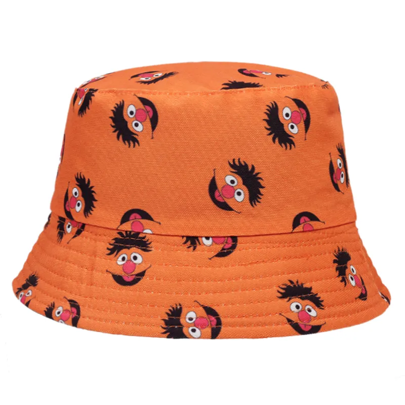 Sommer Vintage Gedruckt Frauen Männer Reversible Fischer Hut Faltbare Cartoon Straße Hip Hop Eimer Hüte