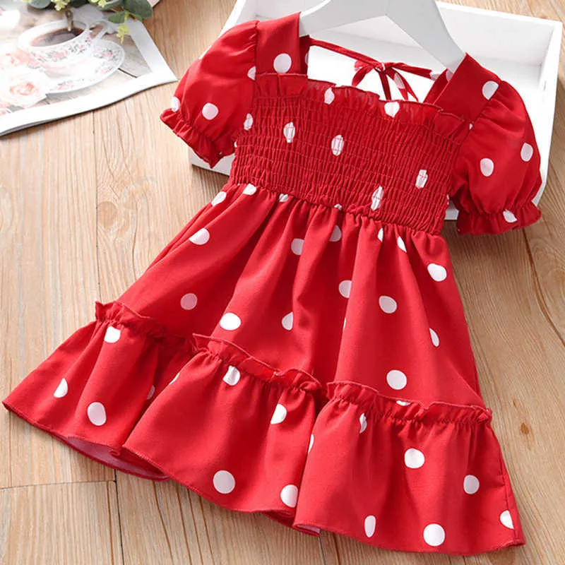 Vestidos de verão Chiffon Polka Dot Princess Vestido para Meninas Crianças Roupas Menina Roupas Crianças 210528