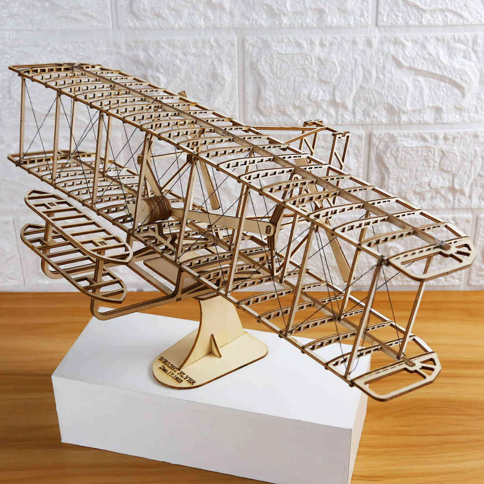 Flugzeugmodell Holzflugzeug Spielzeugbausatz Gebäudesammlung Wright Brothers Flyer Flugzeug 3D-Holzmontagepuzzle für Kinder Erwachsene 2116355229