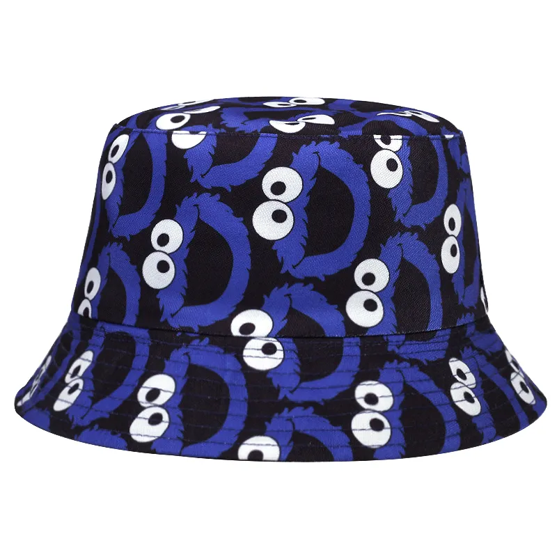 Été Vintage imprimé femmes hommes réversible pêcheur chapeau pliable dessin animé rue Hip Hop seau chapeaux