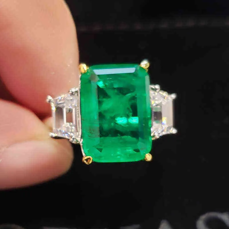 Oevas 100% 925 Sterling Zilver Gemaakt Emerald Trouwringen voor Vrouwen Topkwaliteit Engagement Party Fijne Sieraden Gift 211217