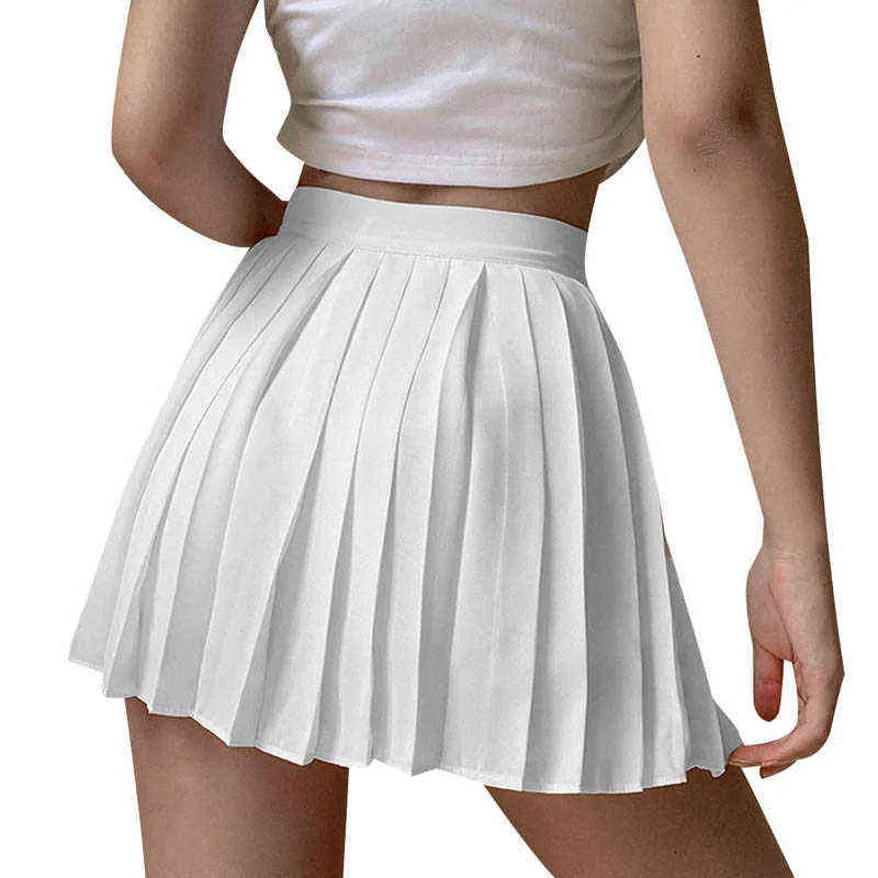 2021年の女性プリーツスカートミニハイウエストパーティーセクシーな女性クラブウェアムーン刺繍プリントソリッドサマー服G220309