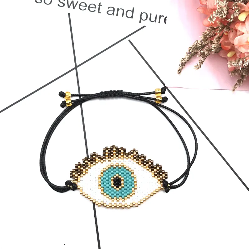 FAIRYWOO exagérer les yeux turcs bijoux de luxe cadeaux faits à la main soeur pour les femmes Bracelet d'amitié