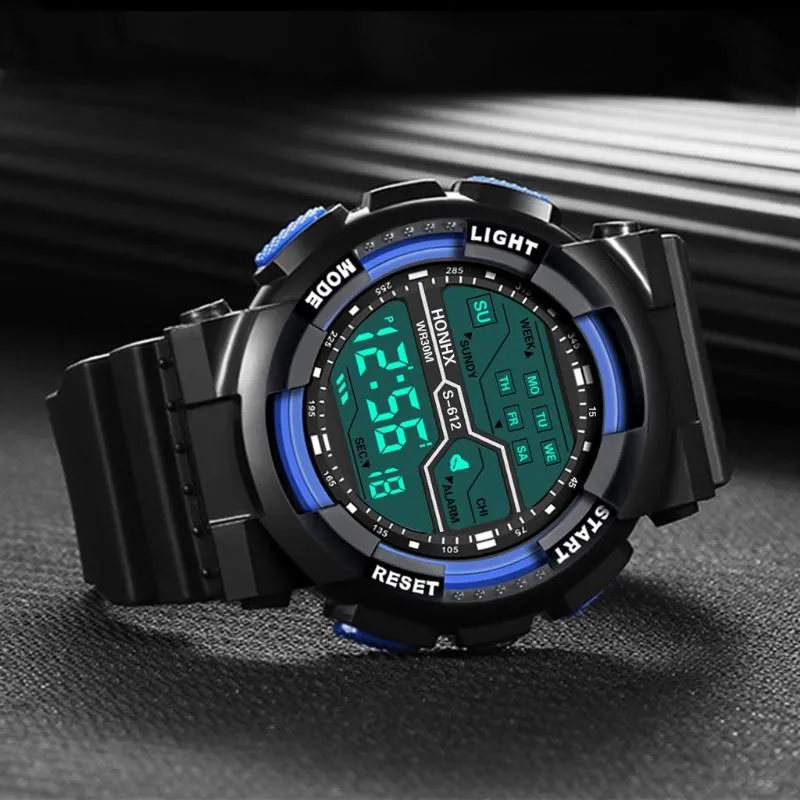 Moda impermeabile da uomo ragazzo LCD cronometro digitale data gomma sportiva orologio da polso orologi da uomo top relojes298c