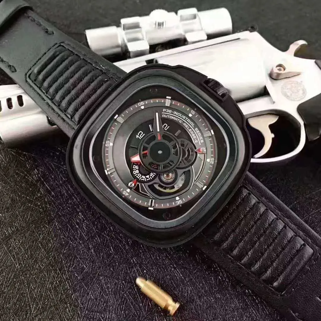 Seven Friday Men's Watch Size 47mmx47 Automatisk japansk rörelse Rummi Watchband Dial Wood Material316C