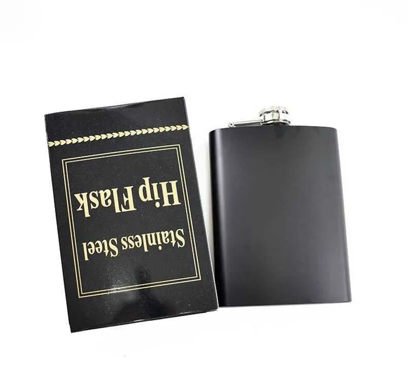 Matt Black 6OZ 8OZ Trunek Hip Flask Caps Caps Ze Stali Nierdzewnej Wine Garnek Rosyjski Portable Wino, Spawanie laserowe Spersonalizowane DHJ17