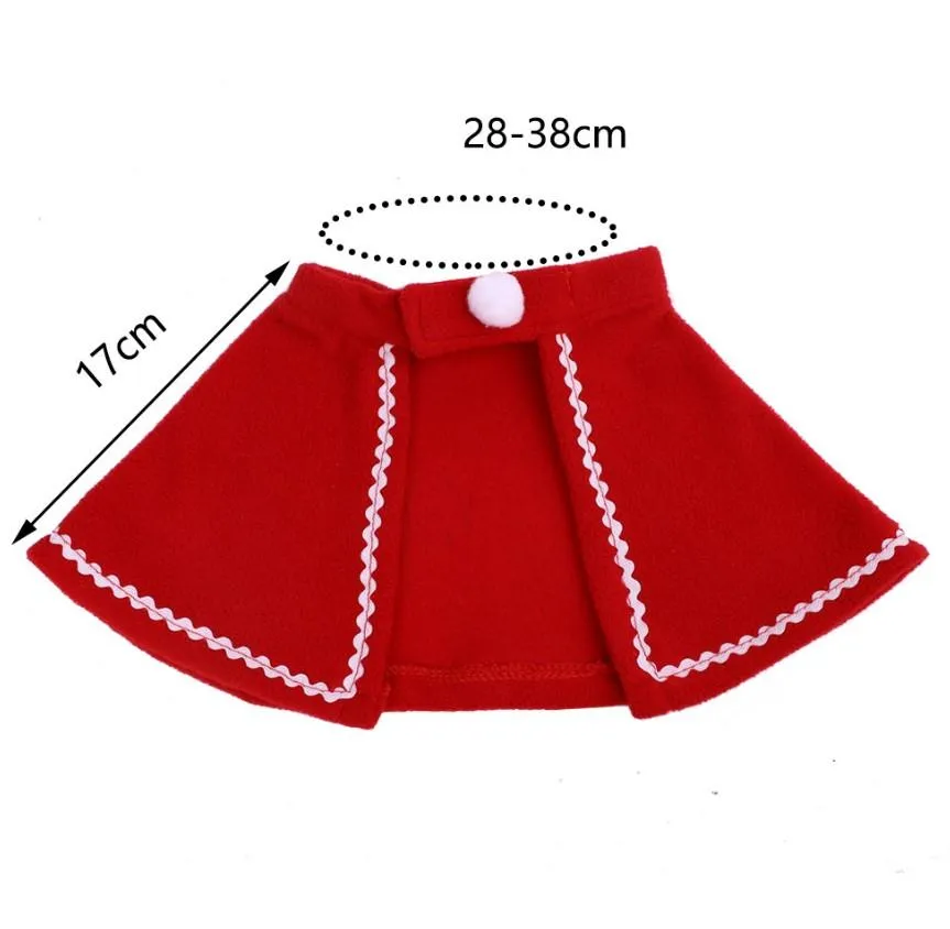 Pet Christmas Costume Outfit Set Chien Vêtements Chiot Chaton Santa Hat Écharpe Cape Cat Party Cosplay Fournitures Rouge