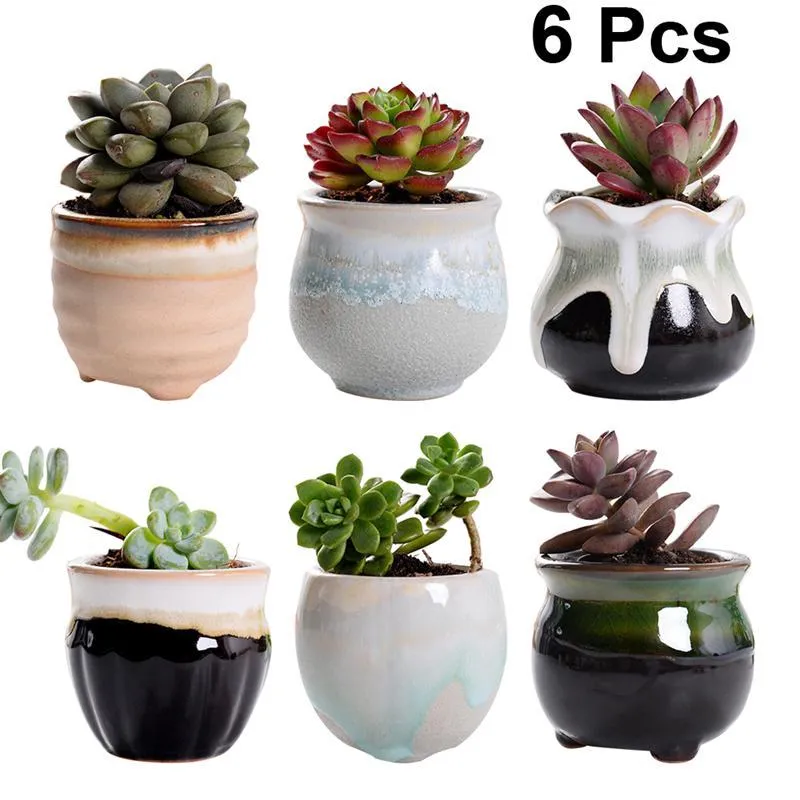 Vasi fioriere 6 pezzi vaso piante in ceramica fiore succulento flusso variabile casa ufficio senza 247r