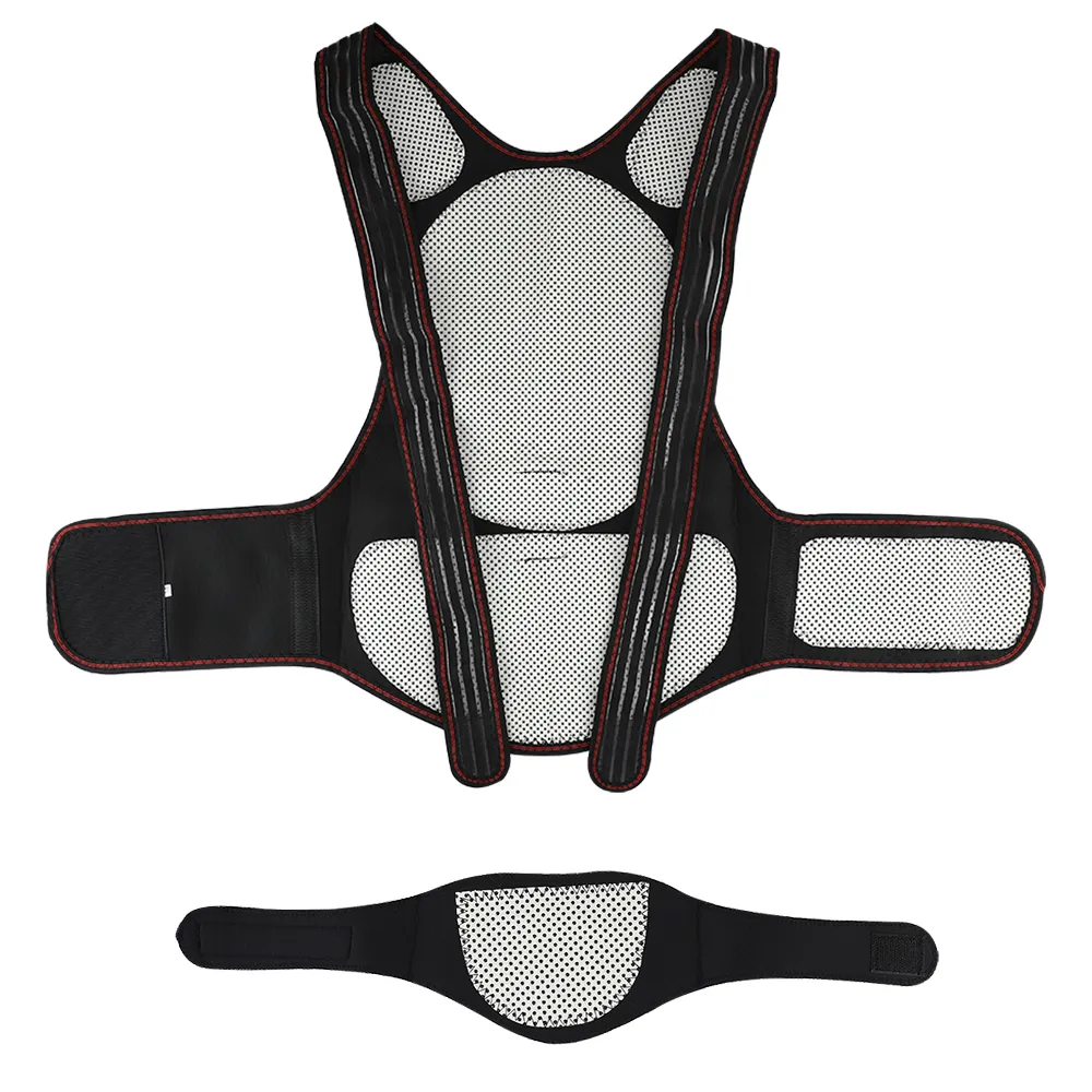 Tourmaline Support dorsal auto-chauffant Aimants Thérapie Colonne vertébrale Dos Épaule Posture Lombaire Correcteur Gilet Soulagement de la douleur Brace 210317