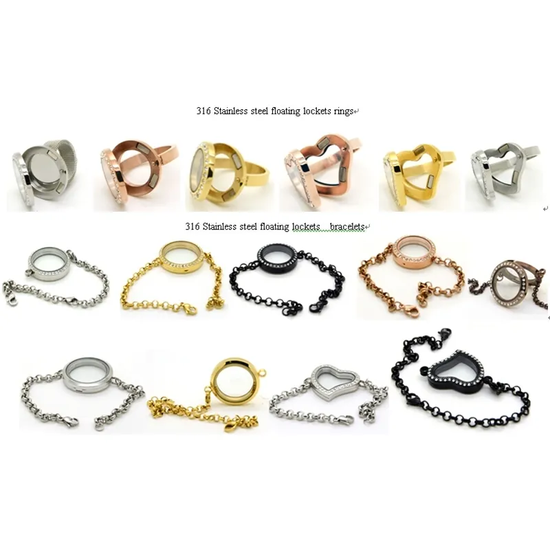 316L stainless steel floating lockets bracelets