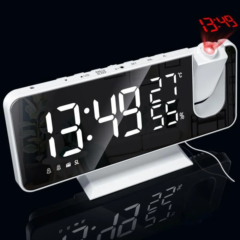 7.5Inches LED Digital Alarm Clock Watch Table Electronic Desktop Clocks USB Wake Up FM R Time Projector Sze Function DC5V 220311