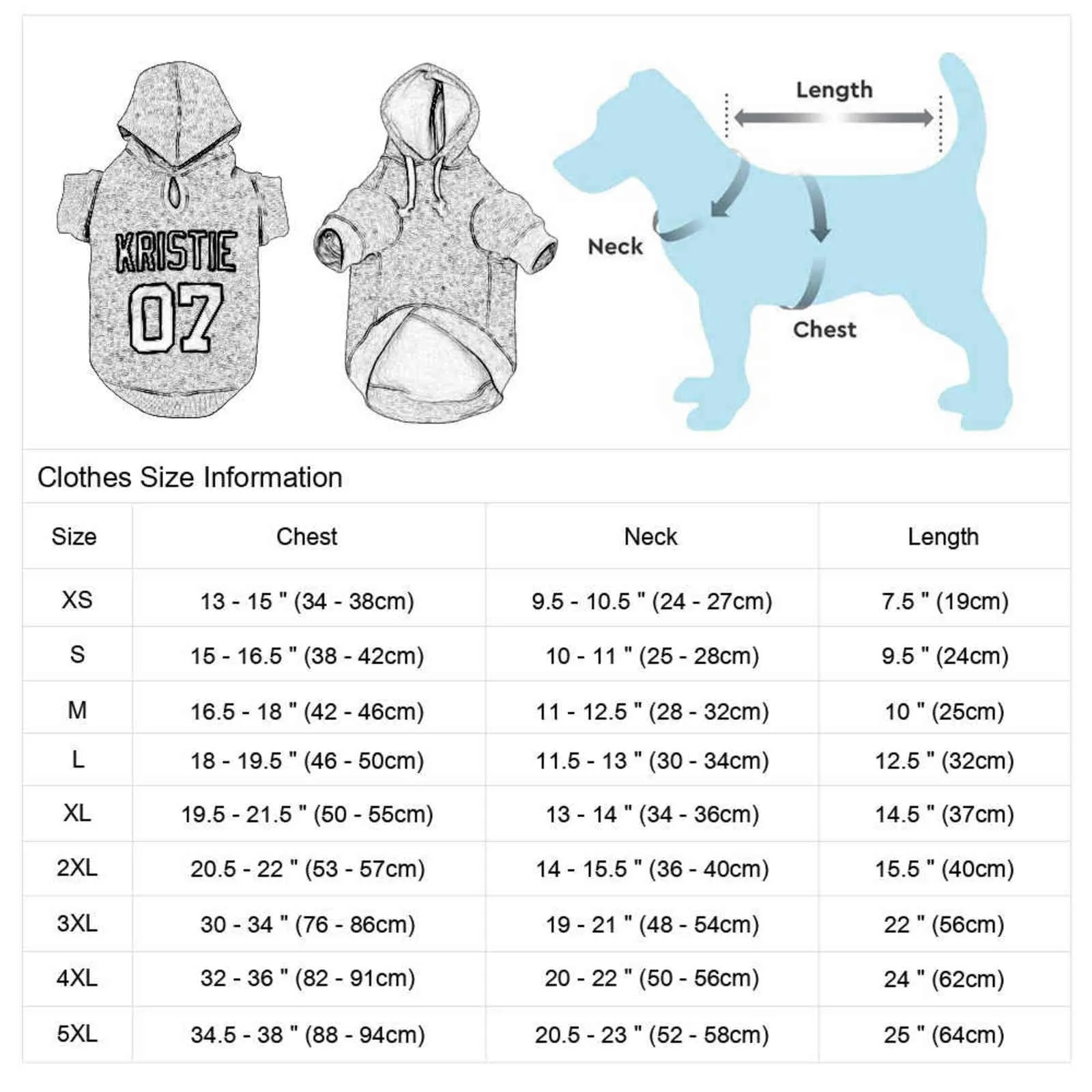 XS-6XL personlig hund husdjur kläder vinter fransk bulldogg chihuahua kläder anpassade namn nr. Hoodies för små medelstora stora hundar 211106