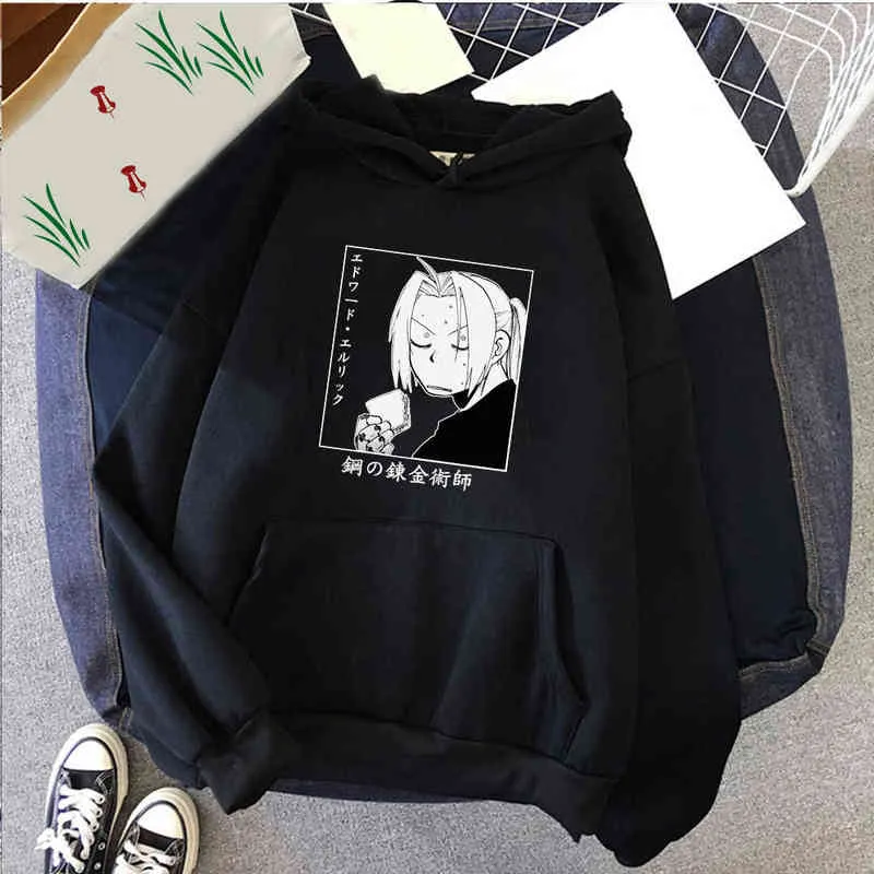 Harajuku Hoodie Japanese Anime Fullmetal Alchemist Graphic Funny Clothes For Men Women Teens H1227