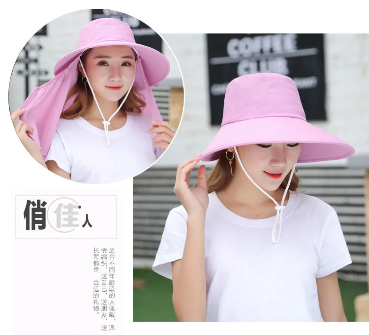 Sombrero de visera de verano con cabezas grandes Sombrero de playa de ala ancha Omnibearing UV Gorras femeninas Cara Cuello Protección Sombreros para el sol para mujeres Y0223