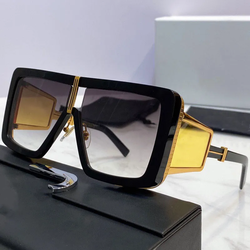 Solglasögon B 107C stor fyrkantig tjock platta med metallram -män eller kvinnors klassiska dominerande körglasögon UV400 -skydd DE337U