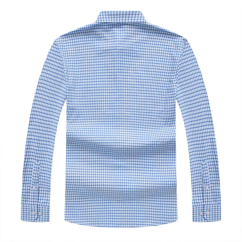 SHAN BAO otoño clásico hilo teñido camisa a cuadros marca casual de negocios hombres jóvenes camisa suelta de manga larga azul púrpura 210531