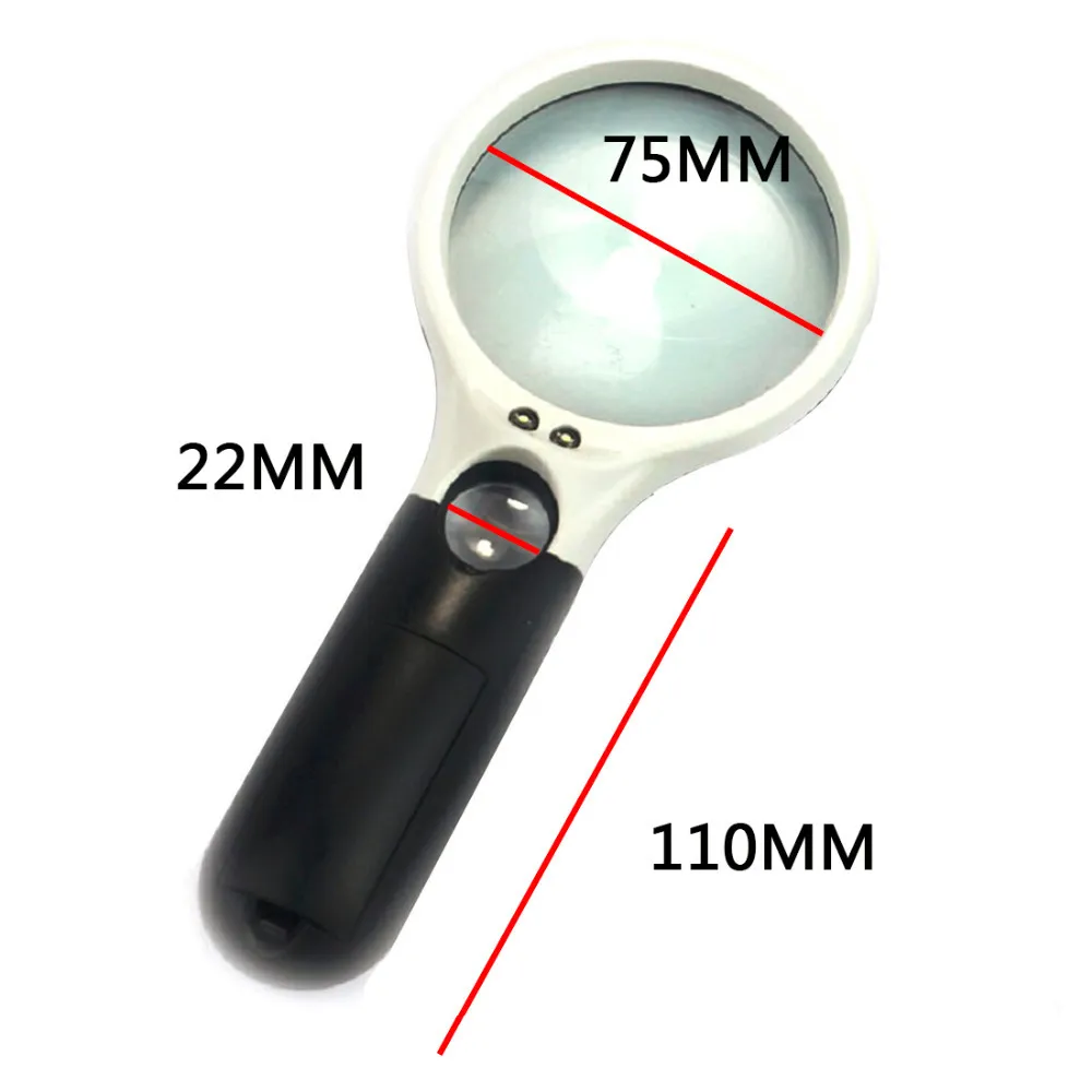 ハンドヘルド3倍45倍の照らされた拡大鏡顕微鏡虫眼鏡の援助ルーペ修理ツール3つのLEDサイエンス玩具卸売