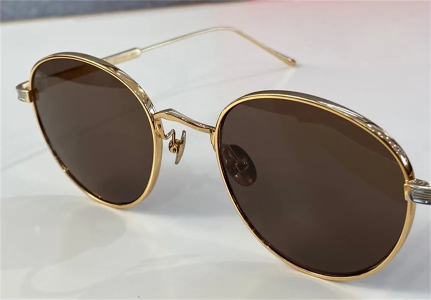 Ny modedesign solglasögon 0009s retro runda k guldram trend avant-garde stil skydd glasögon UV 400 toppkvalitet med BO2250