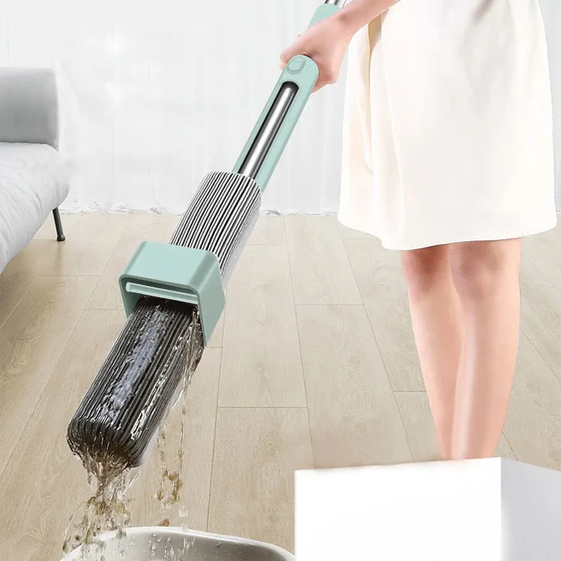 Vadrouille de plancher d'éponge avec tête rotative Magic main libre lavage plat paresseux vadrouille outils de nettoyage de la maison 210317