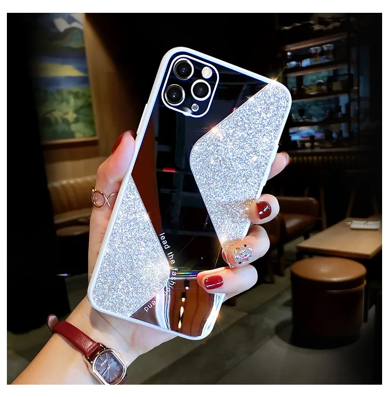Custodia specchio trucco con glitter Bling iPhone 12 11 Pro MAX 12Mini Custodia antiurto in silicone di lusso iPhone X XS MAX XR 8 7 Plus SE 2 2020