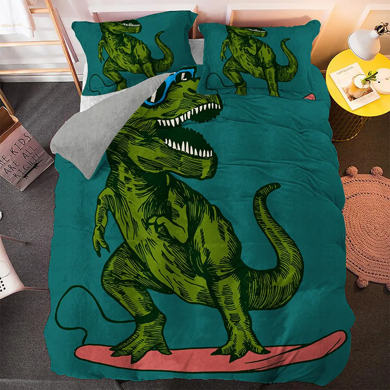 حيوان ديناصور سرير مجموعات الفتيان أغطية السرير سرير الأطفال الكتان 3d حاف الغطاء مجموعة التوأم للشباب واحد مزدوج الملكة الملك الحجم 210316