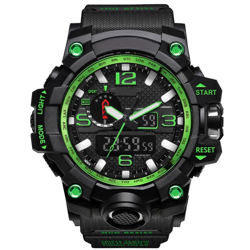 Nuovi orologi sportivi militari da uomo Orologio analogico digitale a LED Orologi da polso resistenti al THOCK Orologio elettronico in silicone Confezione regalo Mo323z