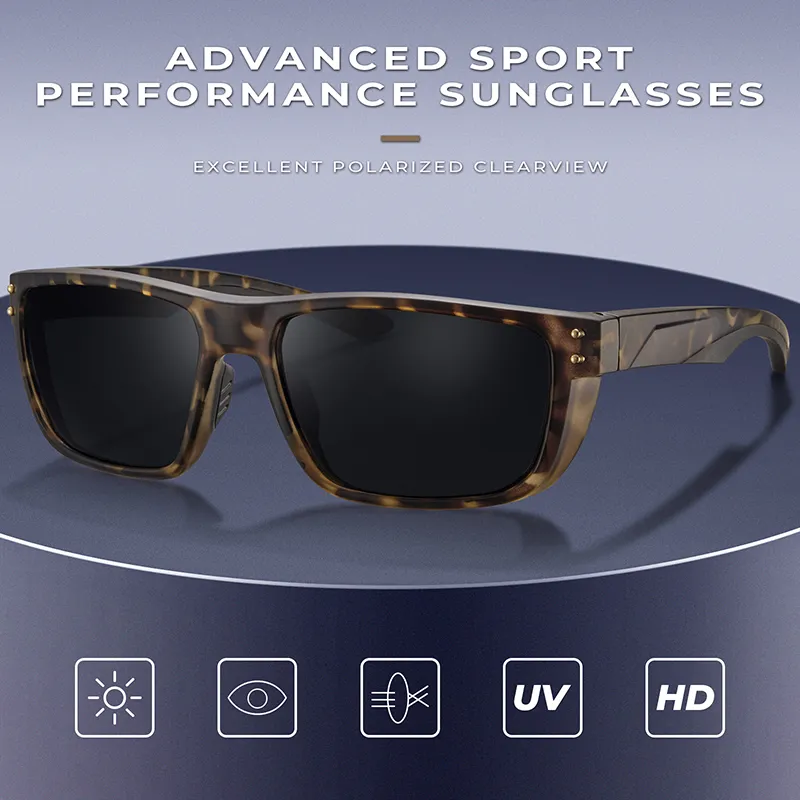 Gafas de sol polarizadas clásicas de la marca Carfia para hombres, gafas de sol deportivas para exteriores, gafas de sol cuadradas de diseño envolvente, lentes de espejo masculino eyew217x