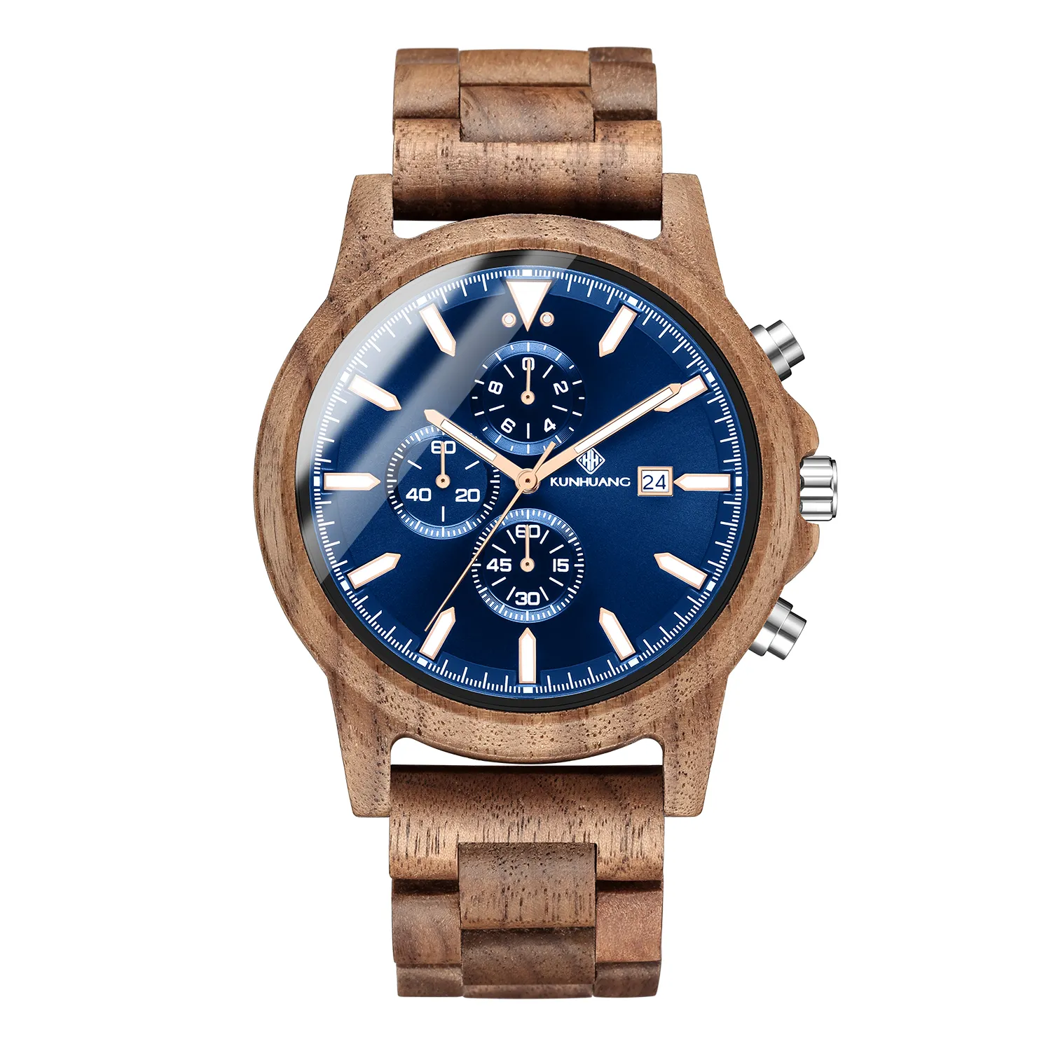 Men Wood Watch Chronograph Luksusowe zegarki sportowe wojskowe