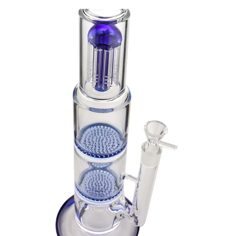 A nido d'ape narghilè Bong Clear Glay Glay Catcher Doppio a nido d'ape a nido d'ape 8 bracci percolatore tubo dell'acqua DAB Rig Pan Ittiglie con giunto da 14 mm