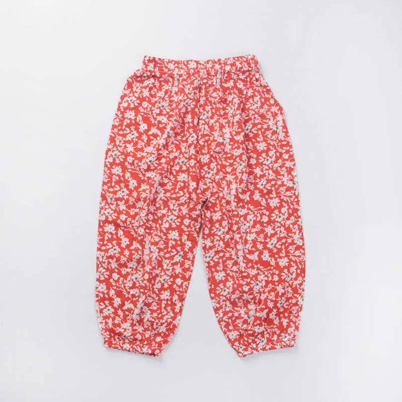 Bear Leader Kids Girls Boys Myggsäkra Leggings Sommar Koreanska Stil Casual Byxor Barn Floral Lös Kläder för 2-7Y 210708