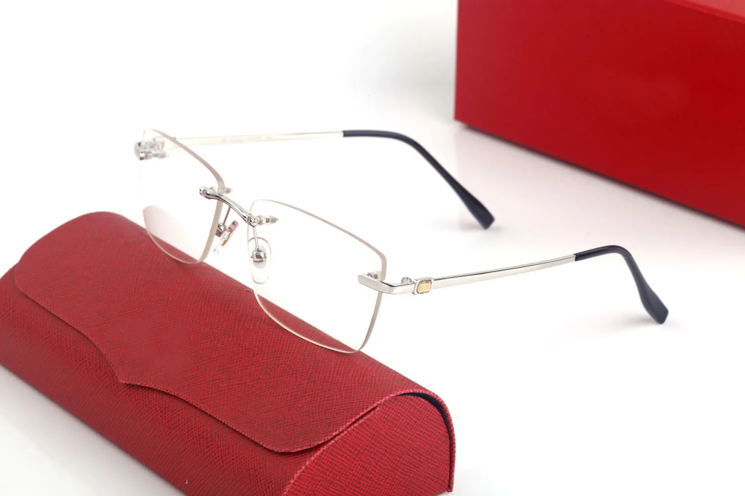 prostokąta okulary przeciwsłoneczne okulary okulary świątynie z metalowym bezramkowym prostokątnym prostokątnym kształtem dla mężczyzn Woman Eyewear Akcesoria GL207T