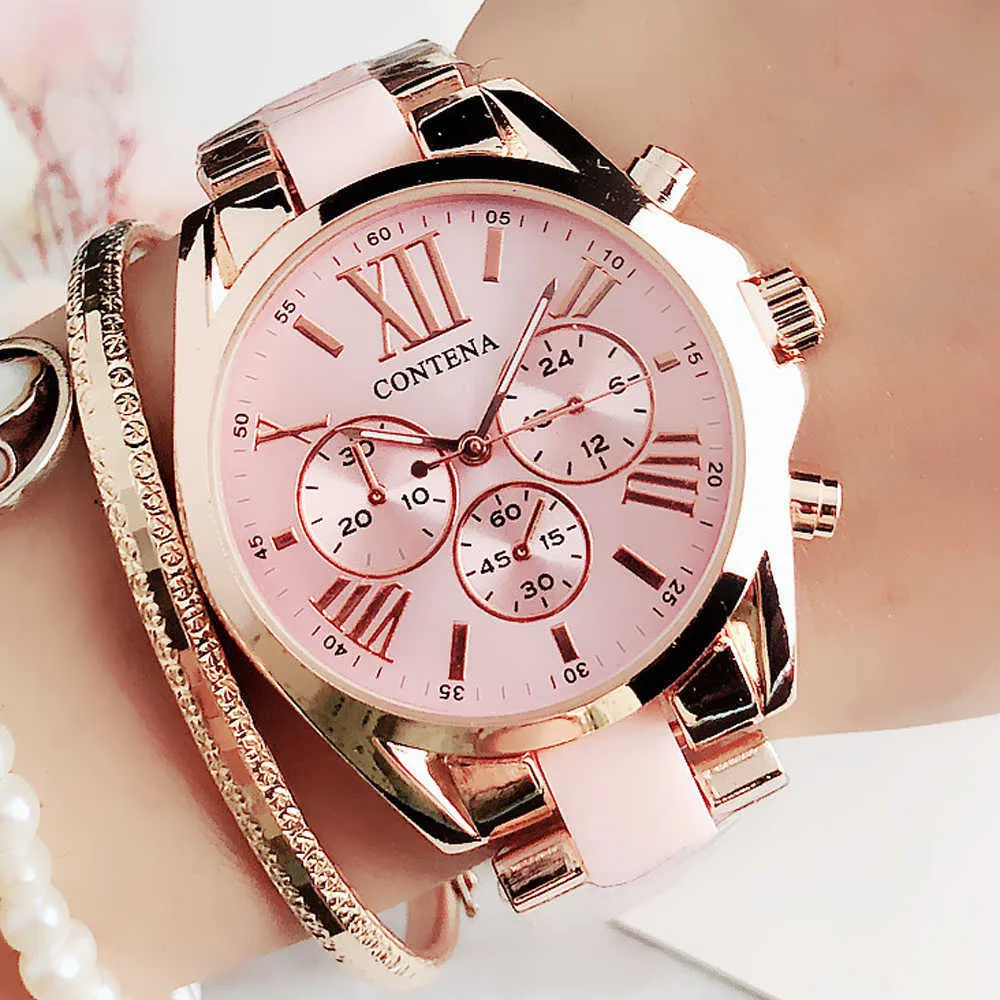 Damenmode Rosa Armbanduhr Frauen Uhren Luxus Top Marke Quarzuhr M Stil Weibliche Uhr Relogio Feminino Montre Femme 210630