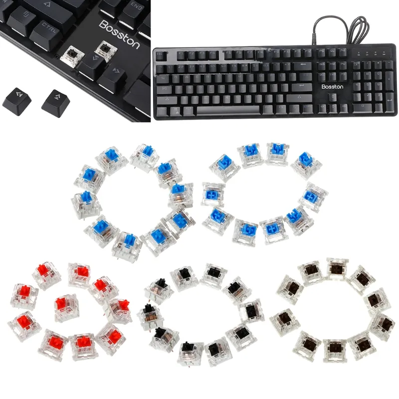 10 шт. 3 PIN-код механической клавиатуры переключатель синий красный коричневый черный замена для Gateron Cherry MX
