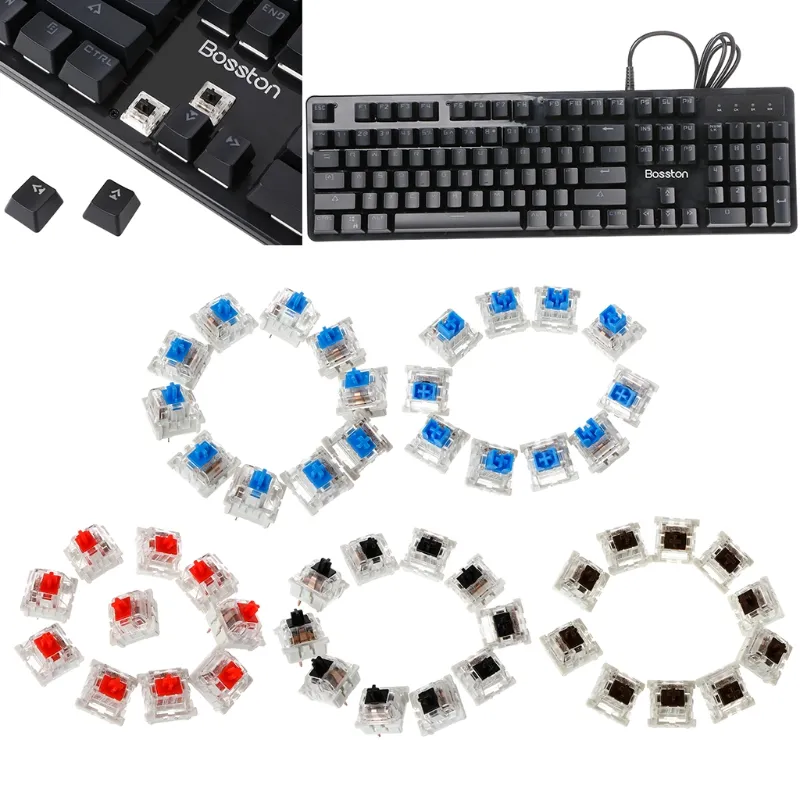 Interrupteur de clavier mécanique à 3 broches, 10 pièces, bleu, rouge, marron, noir, remplacement pour Gateron Cherry MX