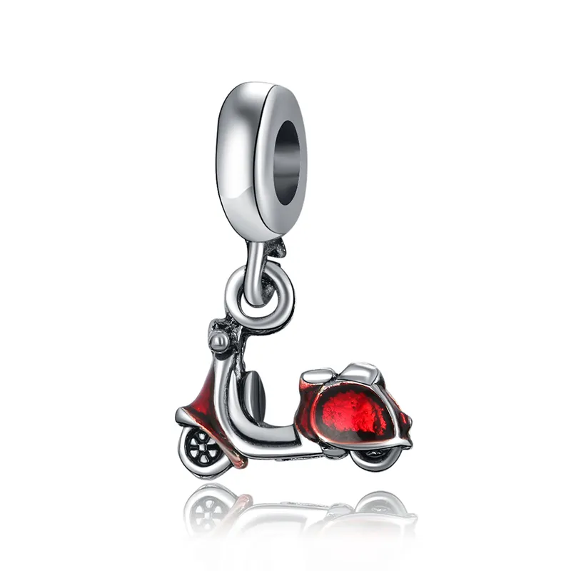 Nuove perle di moda con zirconi a forma di cuore di amore mela rossa adatte accessori di gioielli da donna con bracciale in argento con ciondolo Pandora