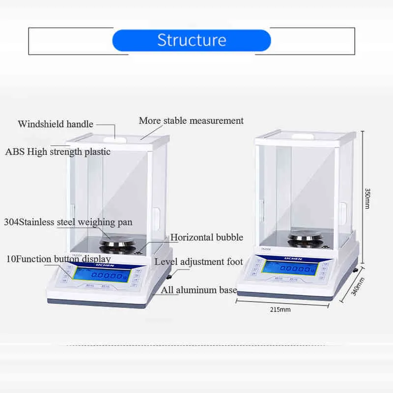 Digitale analytische balans, 1 mg precieze elektronische schaal voor laboratorium / apotheek / juwelen winkel / chemische plant 0,001 g vrije weegschaal H1229