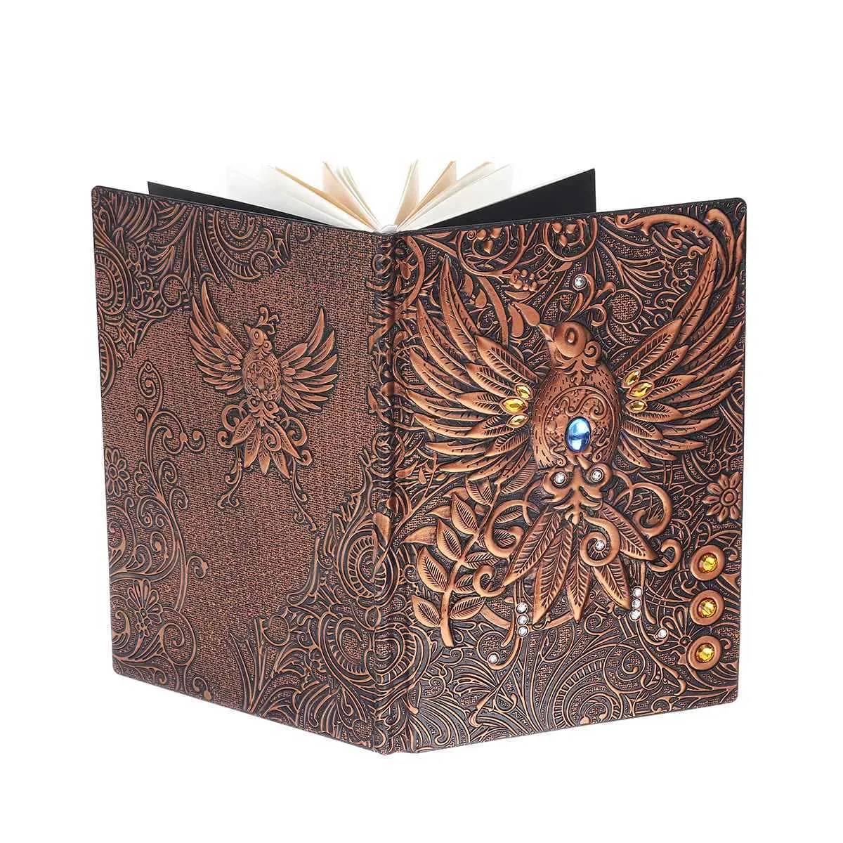 3D ноутбука винтажная печать тиснение Phoenix путешествия дневник дневника журнала кожаный подарок библейская книга ручной работы 210611
