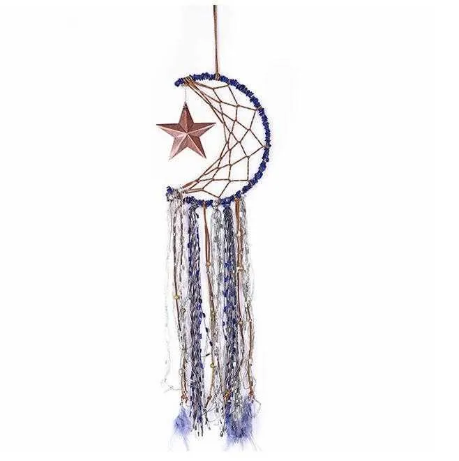 Dreamcatcher Bells Hang Moon Catcher Dreamcatcher Fashion Feather Dream Catcher Pendant Wall Hanging Room Car Decoration Handicraft WMQ106