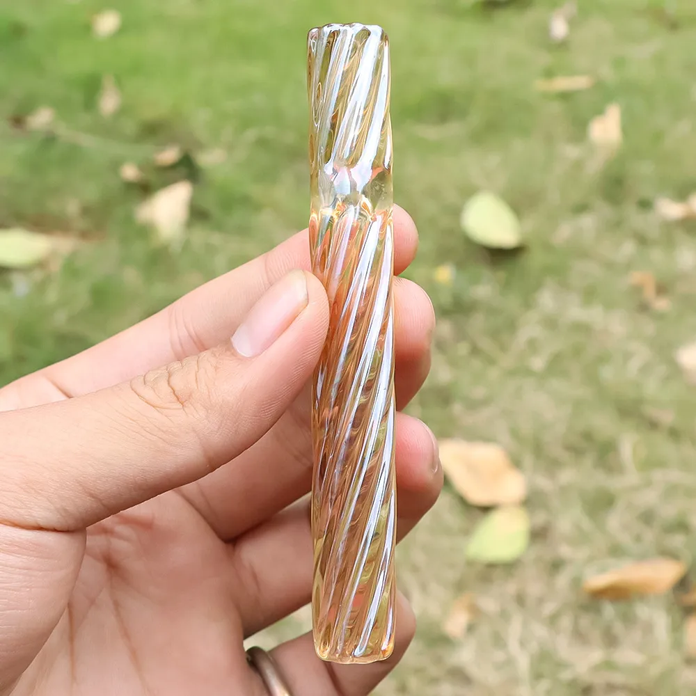 ガラス管電解めっきカラフルなシステムスパイラル形状の便利な喫煙パイプ