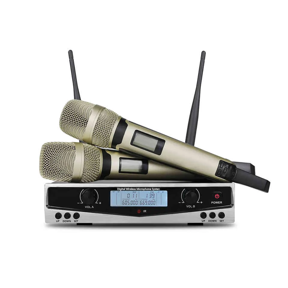 SOM SCM9100 Etentystyczny Wydajność Strona główna KTV Wysokiej jakości UHF Professional Dual Wireless Mikrofon System Dynamiczny Długa odległość