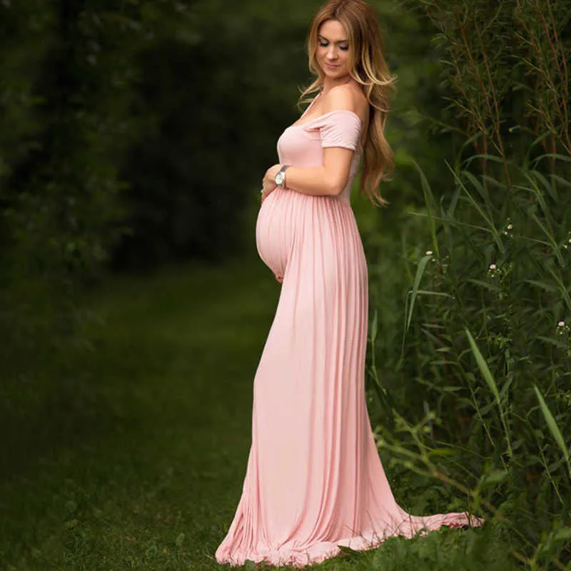 Sexy Maternity Photography Props Maternity Dresses Off Shoulder Maternity Gown For Photo Shoots 2019 New Women Pregnancy Dress (1)
