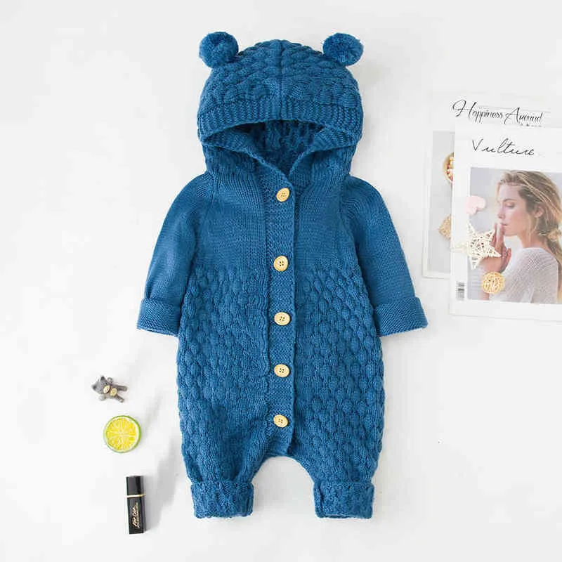 Lzh höst spädbarn baby knit rompers för pojkar jumpsuit våren barn overall flicka kläder födda karneval kostymer 211229